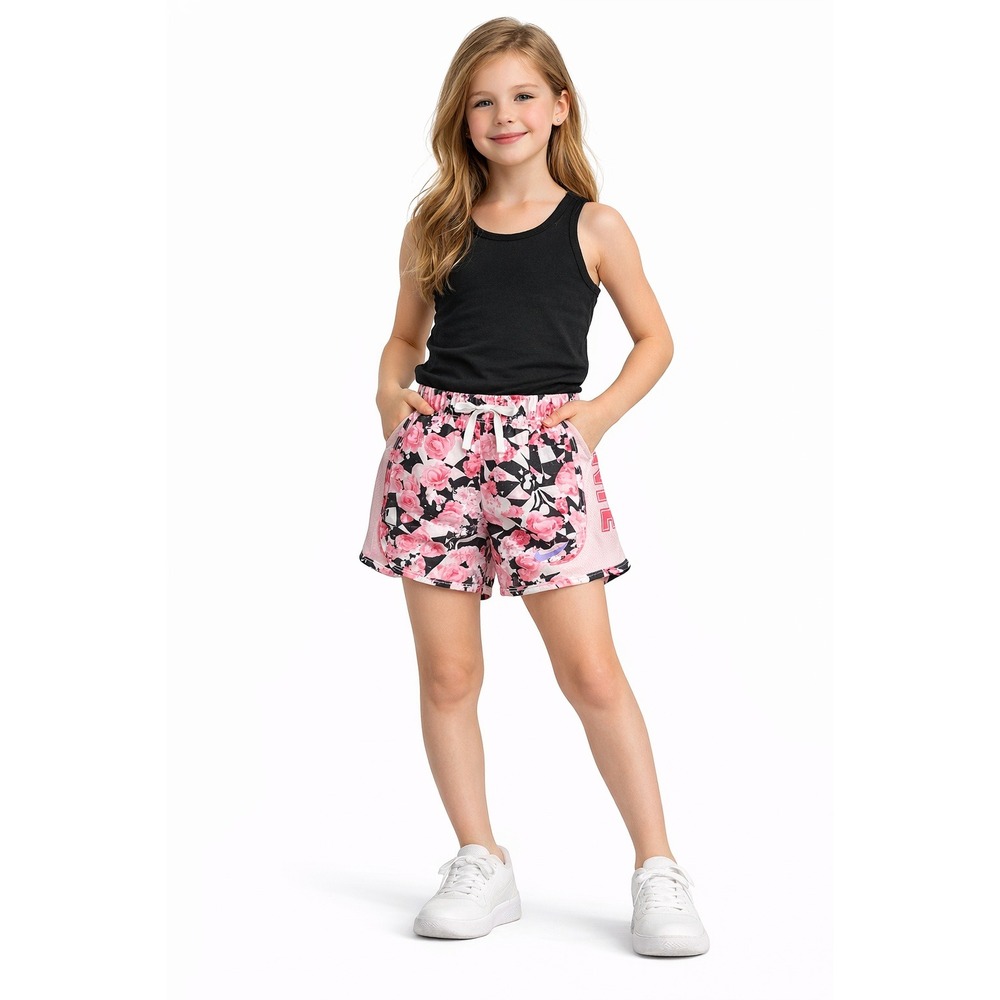 NIKE Girls DRI-FIT Floral Athletic‎ Running Shorts Size L (10–12) Pink Black